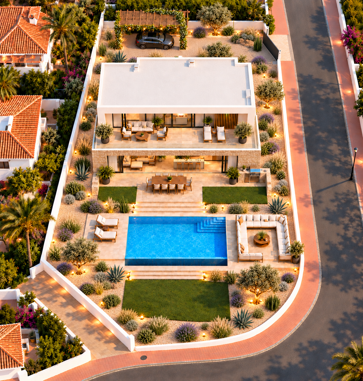 Visualisation of the new-build villa in Ciudad Quesada with pool and garden